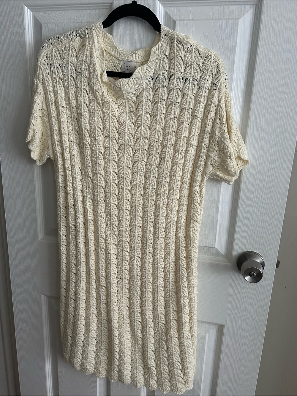 a new day Cream Short-Sleeve Cable Knit Sweater Dress